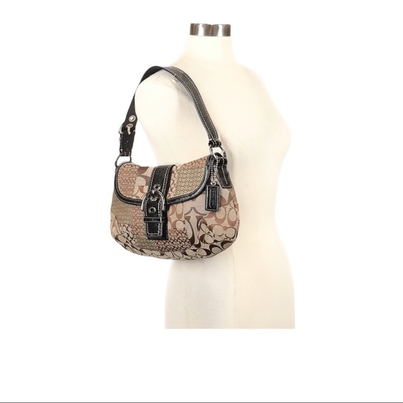 Coach Brown Cloth and Leather Satchel - Picture 3 of 9